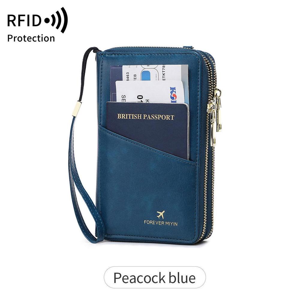 2024 RFID Travel Passport Holder & Ticket Organizer with Double Zippers - Crossbody Multifunctional Wallet & Document Bag.