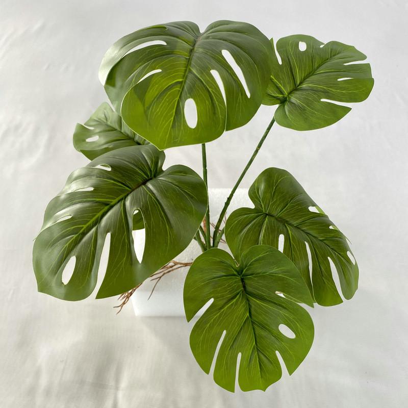 Realistic Leaf Monstera 7 Heads Greenery For Wedding Party Gifts Decor