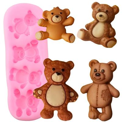 3D милый медведь силиконовые формы DIY детская вечеринка форма для шоколадной помадки инструменты для украшения торта кекс Топпер конфеты формы из полимерной глины