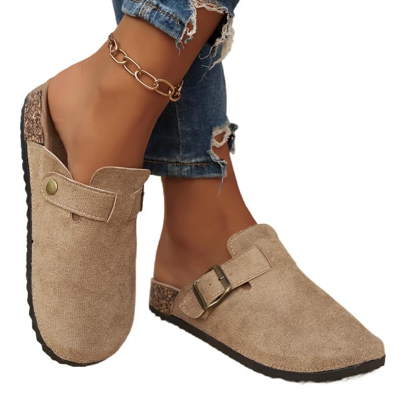 Мода 2025 Новые повседневные модные женские замшевые мюли тапочки мужские сандалии с пробковой стелькой и поддержкой свода стопы уличные пляжные шлепанцы домашняя обувь