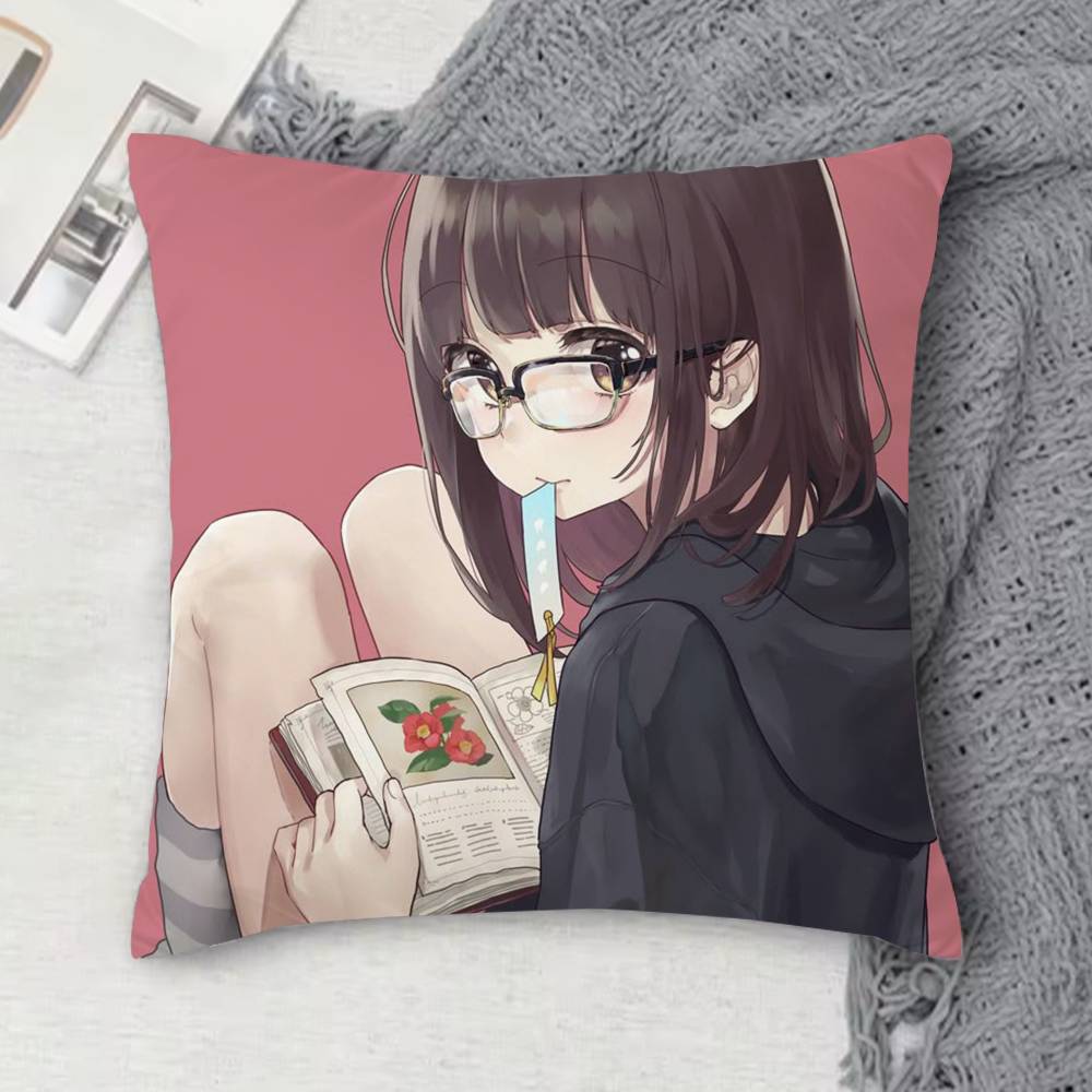 Nanase Kurumi Double-Sided Printed Square Decorative Cushion Cover For Sofa Living Room Home Decor