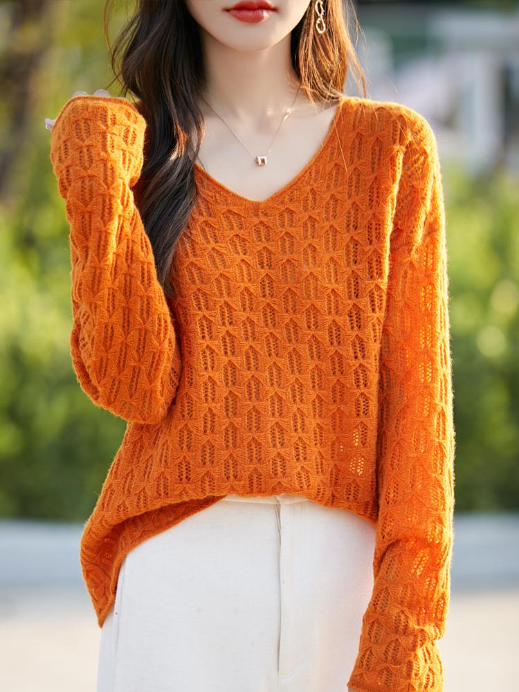 Женский кашемировый свитер Qinghe cashmere 30% кашемир 70% шерсть Осенне-зимний кашемировый свитер мягкий и теплый