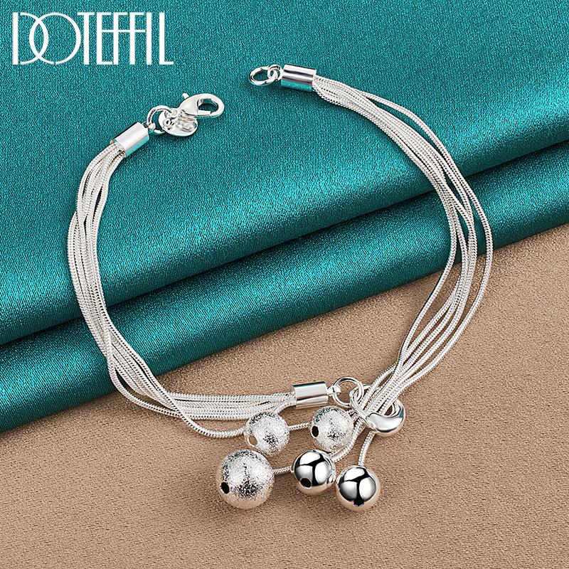 925 Sterling Silver Snake Chain Bead Bracelet