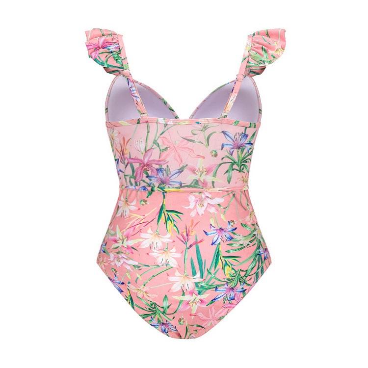 2024 Слитный купальник с оборками, утягивающий живот, стройнящий, большого размера, с юбкой-запахом