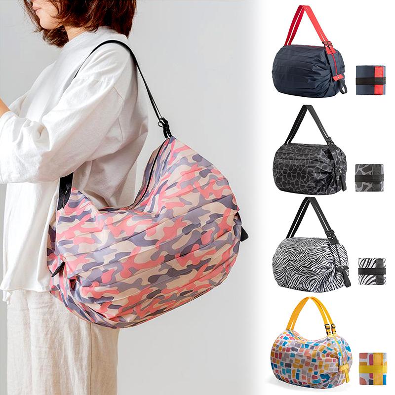 Folding Eco-friendly Shopping Bag Travel Bag One Shoulder Portable Thickened Oversized Grocery Bag Supermarket Eco-friendly Bag