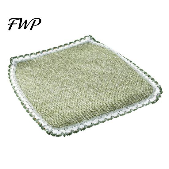 Retro Lace Trim Chair Mat Cotton Linen Pad with Ties, Striped Plaid Decorative Seat for Rattan Chairs Trim, Breathable Dining Office Summer