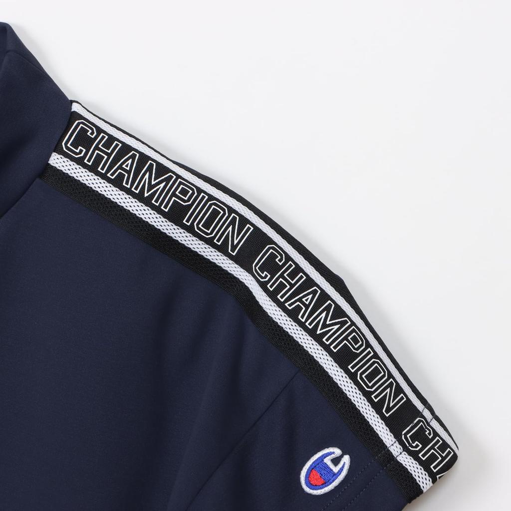 Короткая антибактериальная и устойчивая к запаху УФ-скрипт с коротким рукавом и воротником-стойкой темно-синей тканью [Champion], футболка, рукав, устойчивая, сушка, защита, логотип, рубашка,