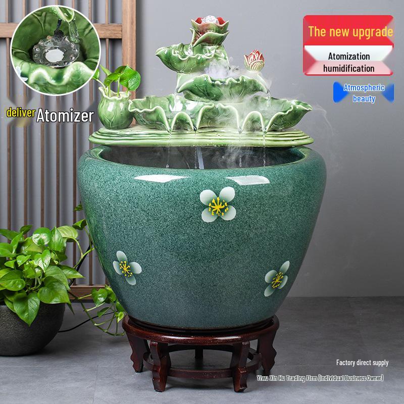 Цзиндэчжэньский аквариум для золотых рыбок: Напольный керамический водный объект для балкона, офиса или гостиной.