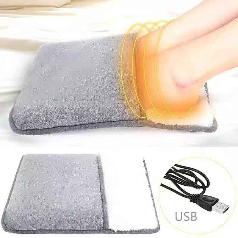 Зимняя электрическая грелка для ног с зарядкой через USB, мягкая плюшевая моющаяся грелка для ног, улучшающая сон, бытовой коврик для согрева ног