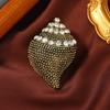 Creative Antique Electroplated Rhinestone Conch Brooch Women'S Retro Metal Coat With Jewelry Corsage