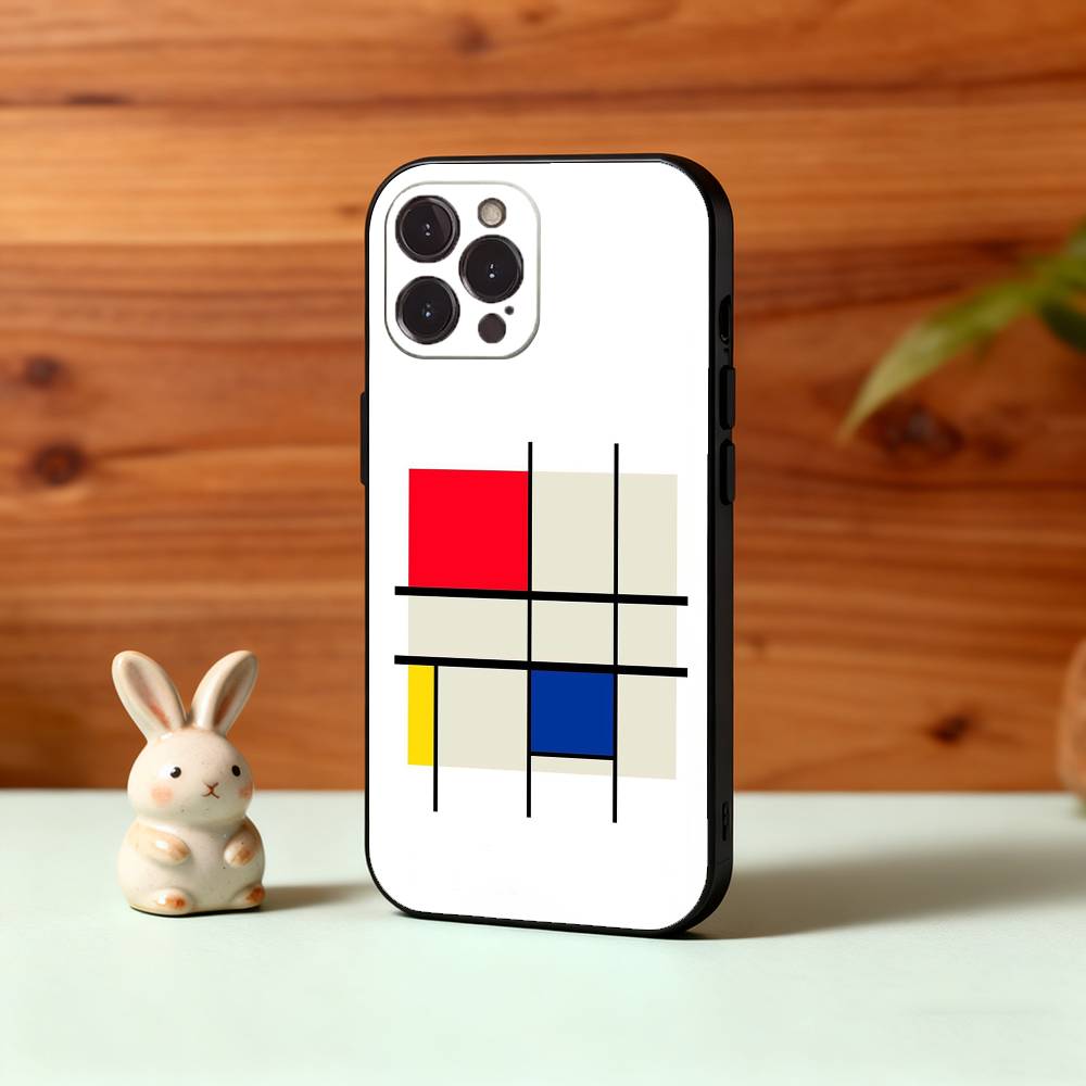 Абстрактные формы в стиле Мондриан-Баухаус Чехол для телефона Для iPhone17,16,15,14,13,12,Plus,Pro Max, 5G Другие Мягкий Черный Чехол