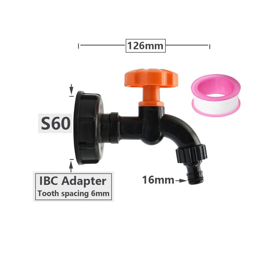 Адаптер для крана с резьбой 1/2 3/4 дюйма S60 IBC для резервуара с водой, аквариума, сменный дренажный фитинг, клапан для садового крана