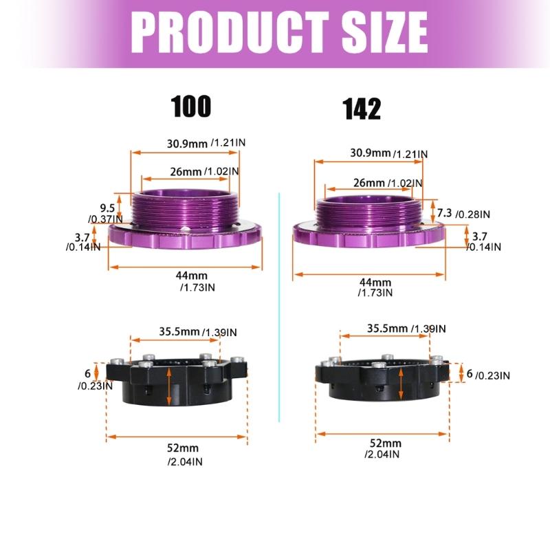Brake Disc Center Lock Hub Boosts Adapter Cycling Hub Conversion Adapter Center Lock to 6-holes Adapter Easy to Install