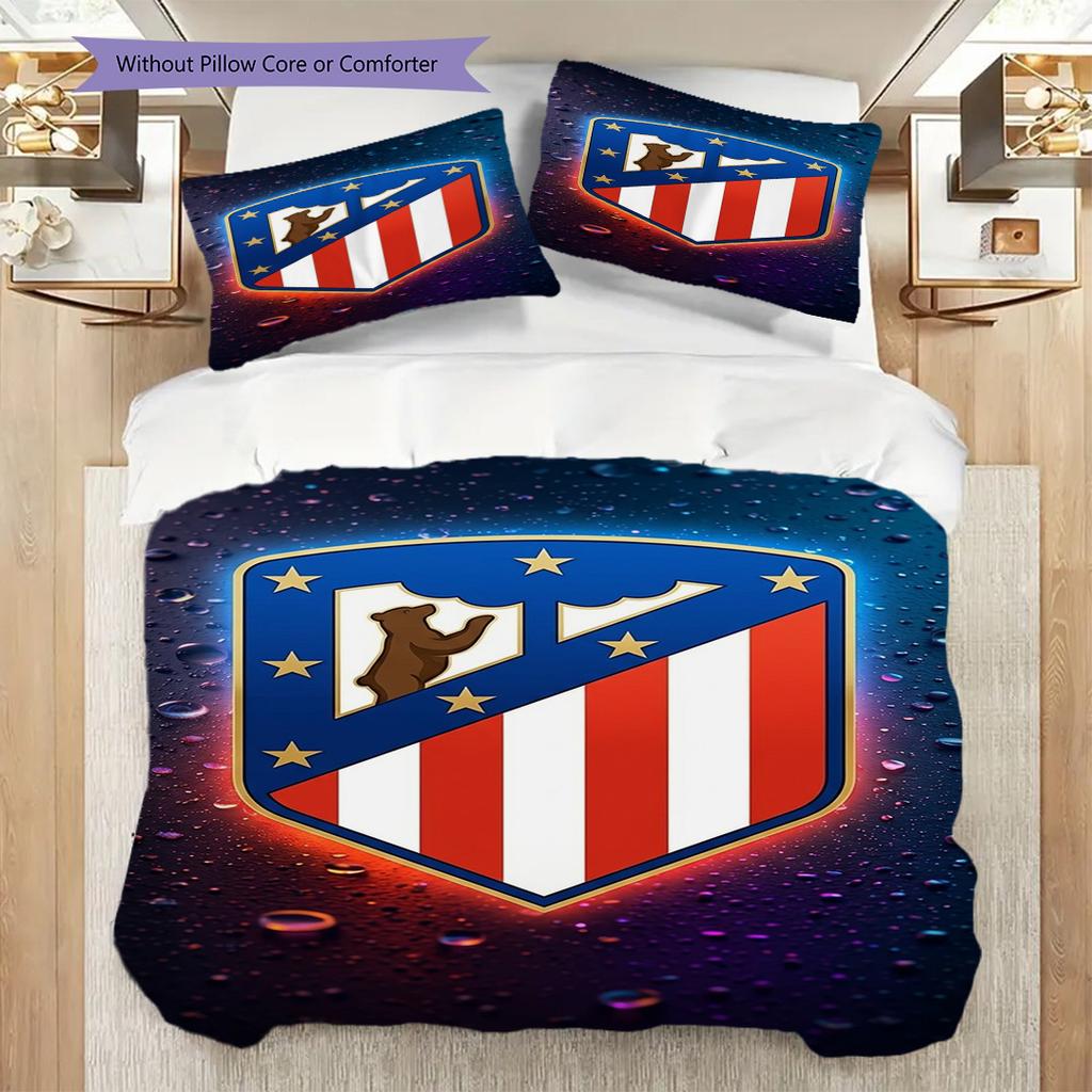 Vibrant Atlético Madrid Emblem Bedding (1 * duvet cover + 2 * pillowcase, without core) Christmas birthday gift Duvet cover and pillowcase