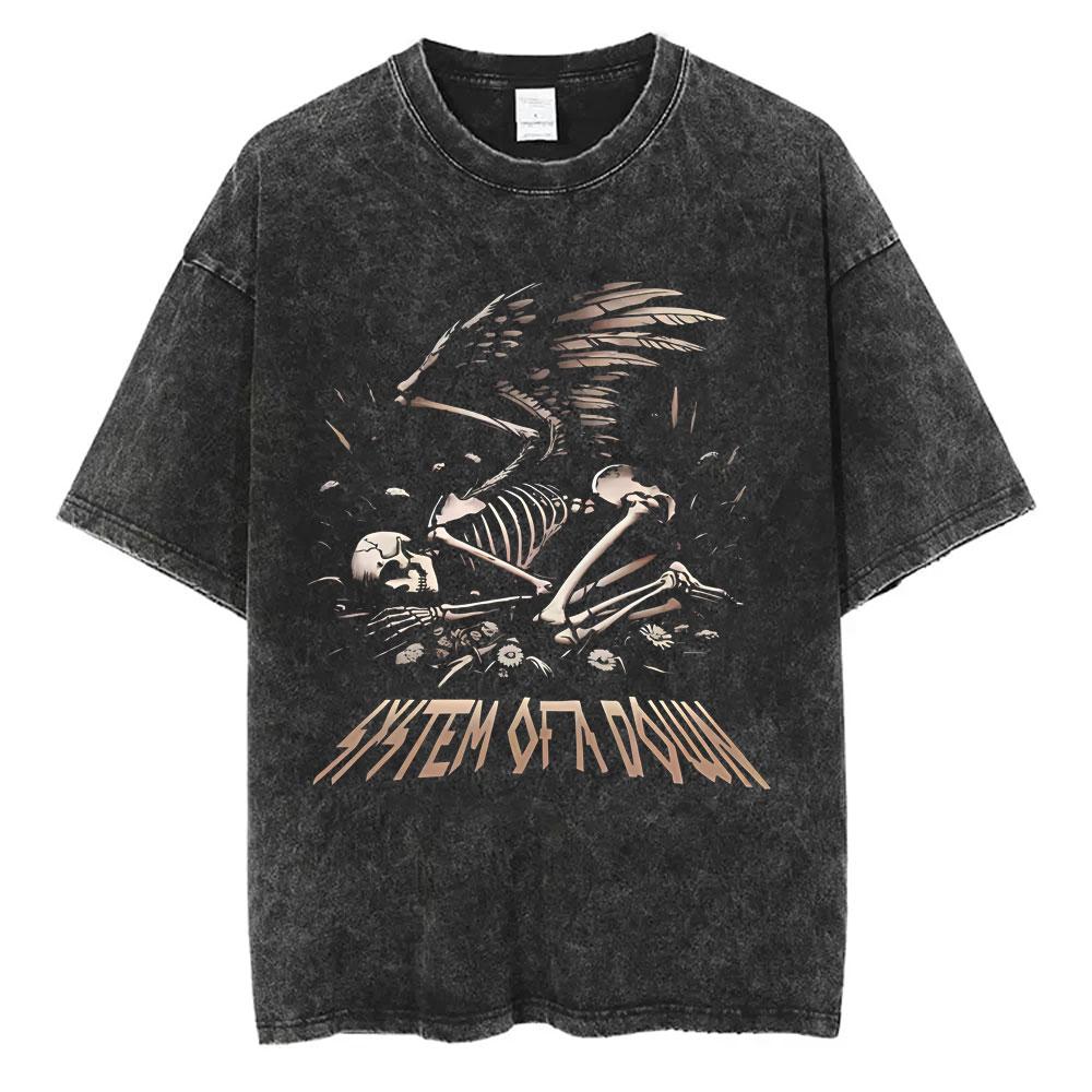 System of A Down Toxicity Album Graphic Washed Tshirt Men Women Rock Oversized T Shirts Male Vintage Alternative Metal Tshirts