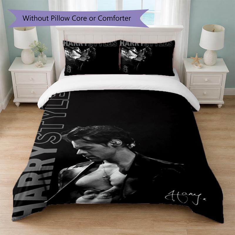 Harry Styles Print 3Pcs Duvet Cover Set 1 Duvet Cover and 2 Pillowcases Soft Bed Linen For Household Bedroom