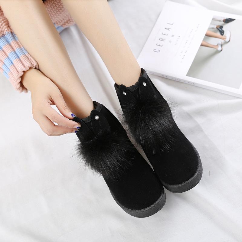 Order A Size Up Rabbit Ears Soft Snow Boots Women Winter Warm Plush Ankle Booties Female Fashion Slip On Cotton Shoes