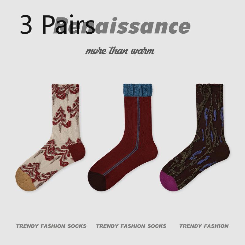 3 пары женских осенних носков до щиколотки с маленьким дизайном в виде бабочки и цветка