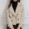 Womens Cropped Trench Coat Casual Long Sleeve Double Breasted Jacket Notched Lapel Short Blazer with Pockets Spring Fall Outwear