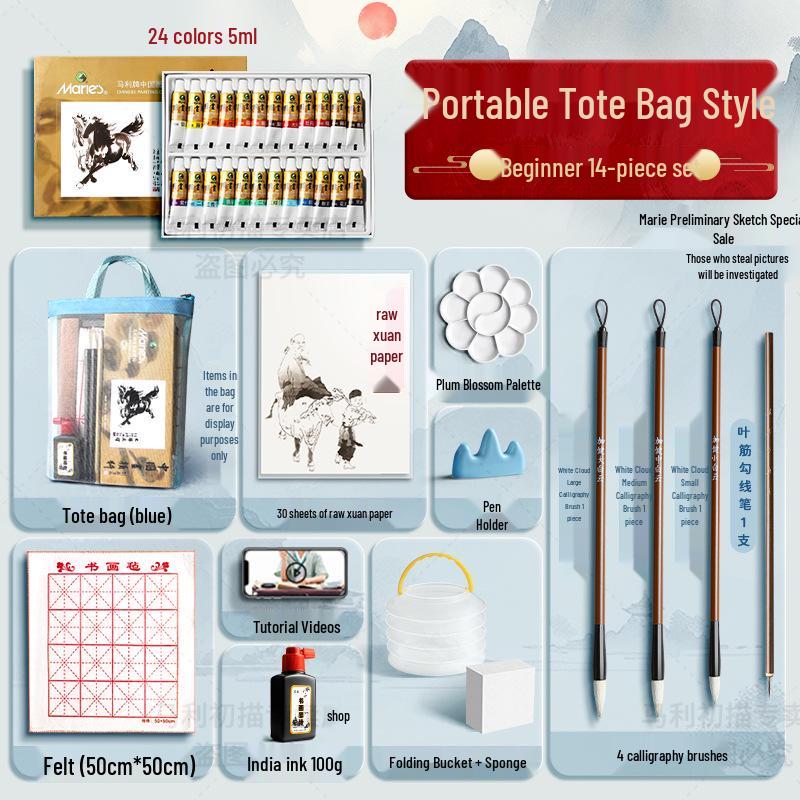 Набор Марии для начинающих из 12 цветов для детской живописи тушью с кистями