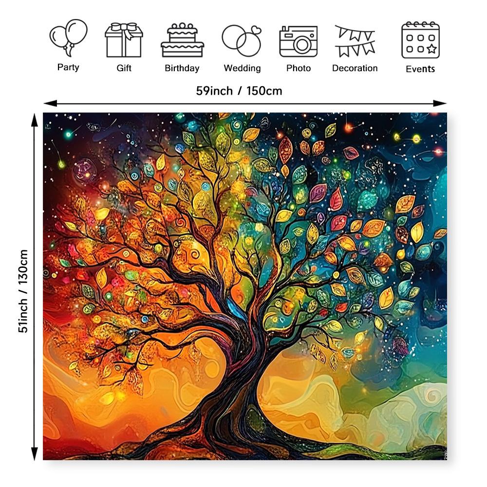 2D Plane - A vibrant tree-shaped wall background made of durable polyester material