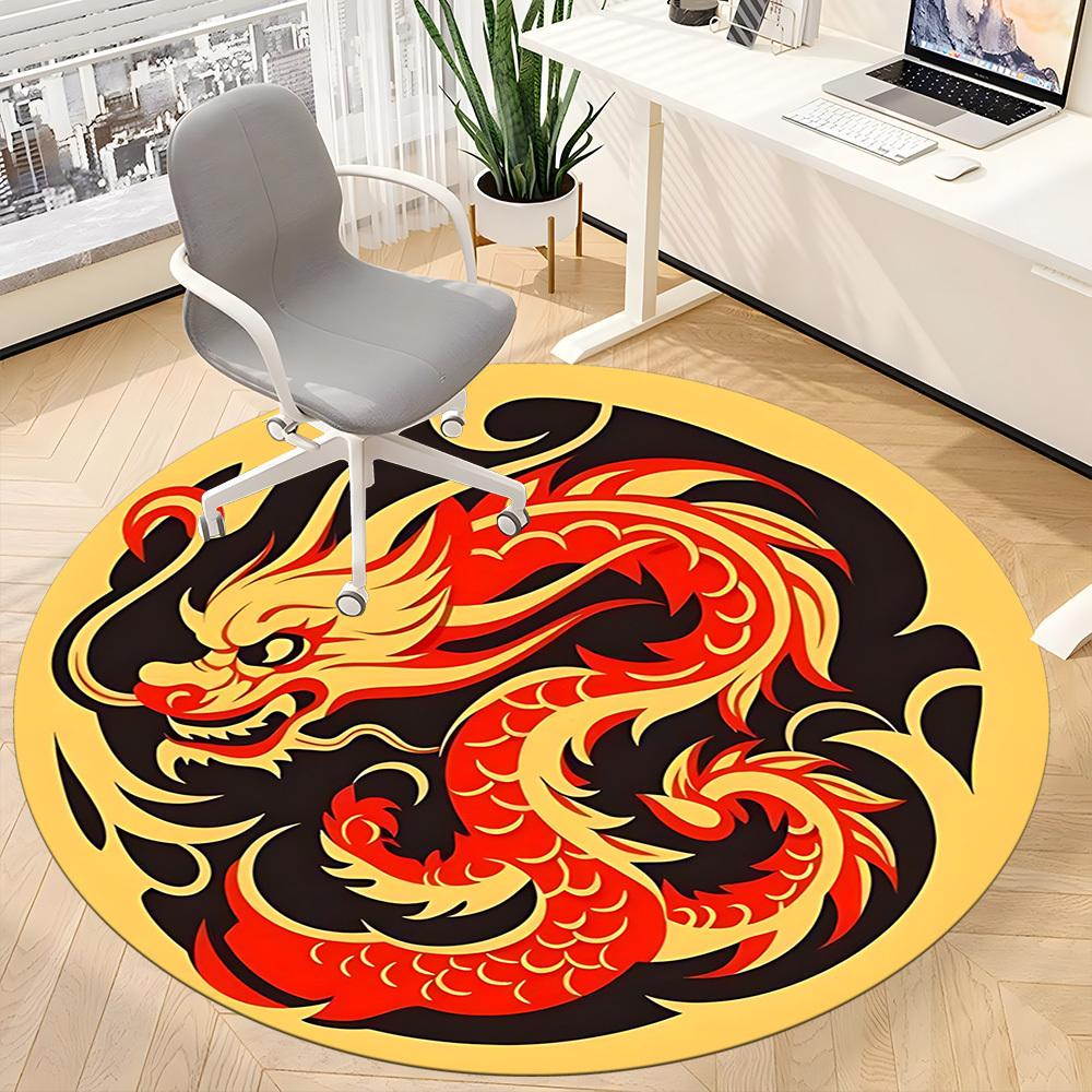1PC Dragon Pattern Chair Carpet for Office, Indoor Non-Slip Washable  Carpet, Soft Comfortable Mat For Office Room yy250930172