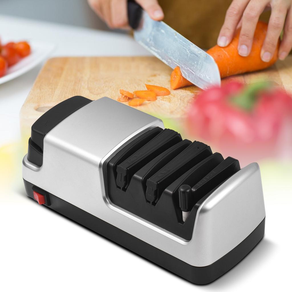 Electric Knife Sharpener 4 in 1 Kitchen Knives Sharpening System with Diamond Abrasives Sharpening and Polishing for Kitchen Straight Edge / Ceramic