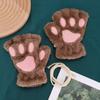 Winter Warm Fingerless Gloves Lovely Sweet Bear Paw Thickened Plush Half Finger Glove Multicolor Fluffy Soft Cat Claw Mittens