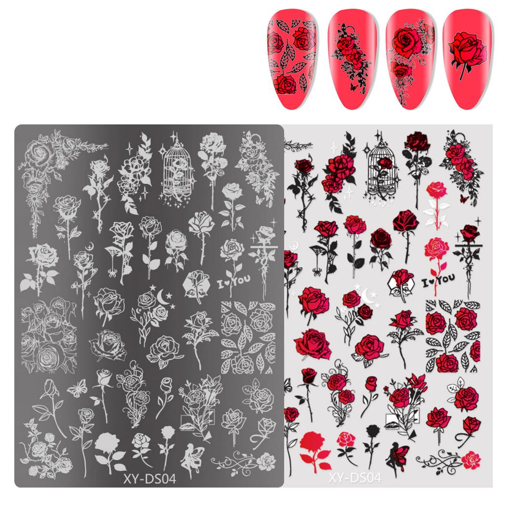 Butterfly Nails Stamp Templates French Tip Nails Stamping Plates Manicure Template Tool Flowers Nails Stencil Stamp