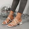 Женские босоножки на высоком каблуке 2025 Новые летние женские шлепанцы с открытым носком и квадратным каблуком Обувь большого размера Босоножки-слайды для двух способов носки Женские