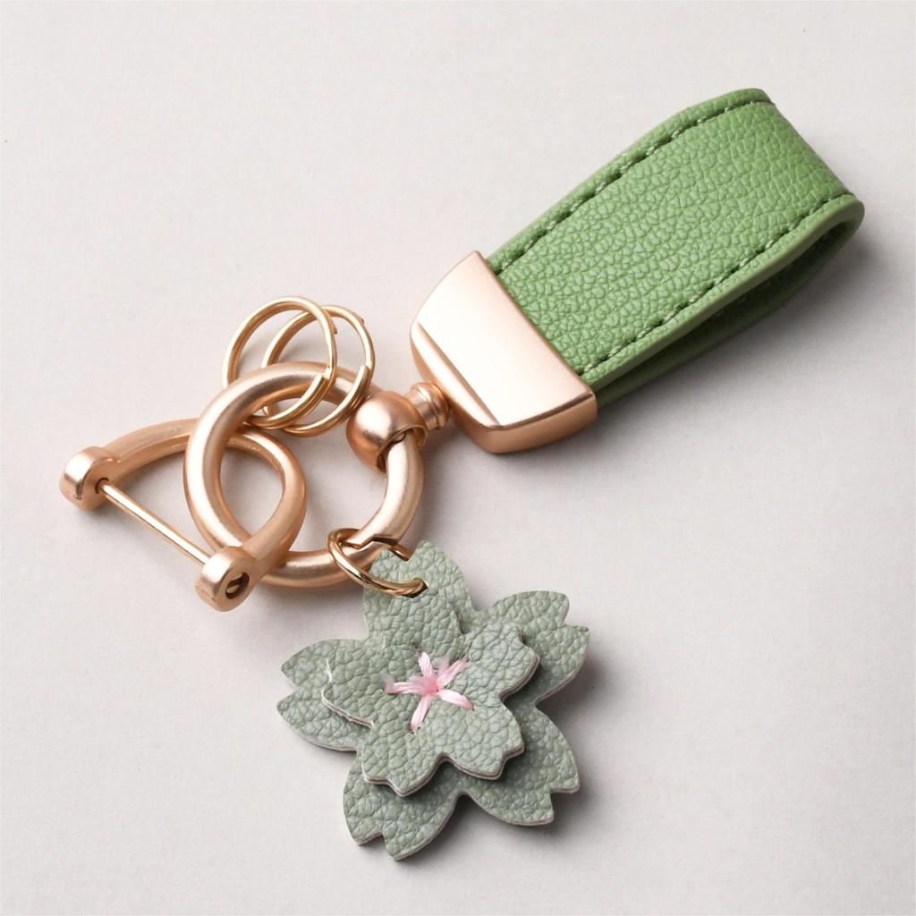 Модный брелок для ключей, роскошный металлический короткий кожаный цветок, автомобильный брелок, подвеска, раздельный брелок, женский брелок, аксессуары