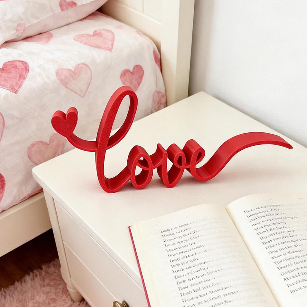 Red Love Letter Sign Blocks Tabletop Table Centerpiece Decor for Hotel Dining Room Office Party Wedding Valentines Decorations