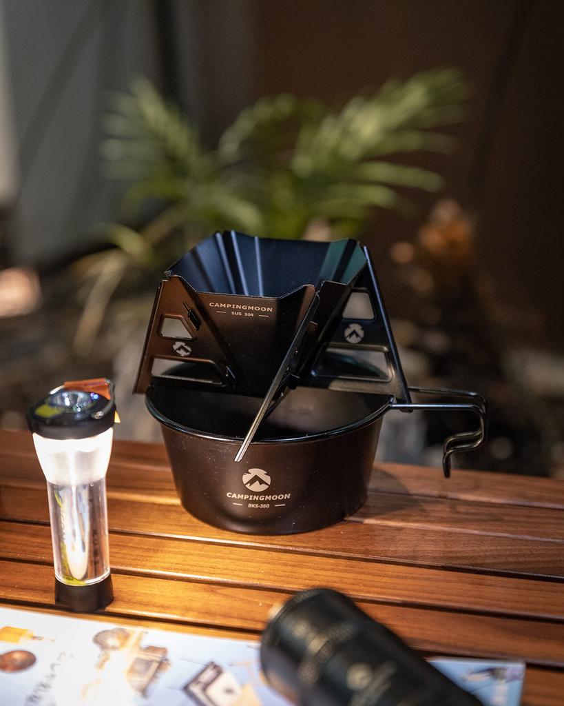 CAMPING MOON Кемпинговая кружка Sierra из нержавеющей стали, черная, насыщенного черного цвета, набор из 4 предметов, BKS-360-4P