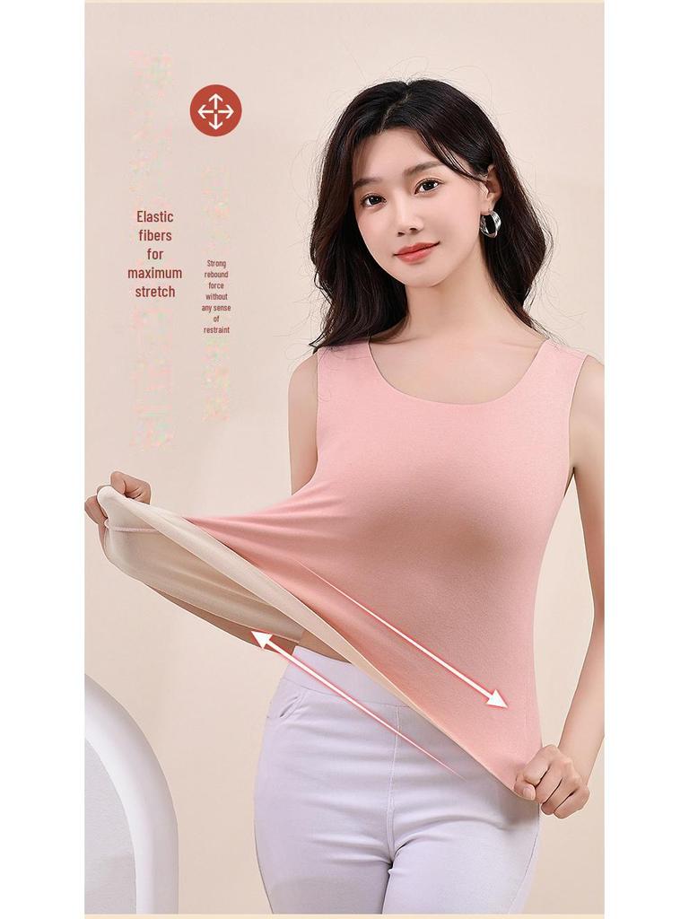 Женский самонагревающийся терможилет из немецкого бархата: Двусторонняя шлифовка, бесшовный, однотонный, плотный, осень/зима