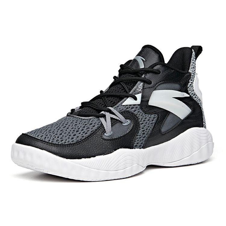 Anta Wind Tunnel 1 Support Mid-Top Basketball Shoes Men Sneakers Black Gray 112021617S-2