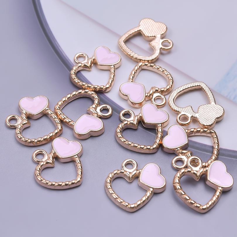 Pink Love Girl Accessories Enamel Bulk Charms For Jewelry Making Supplies Moon/Flower/Butterfly Pendants Charm DIY Earring Craft