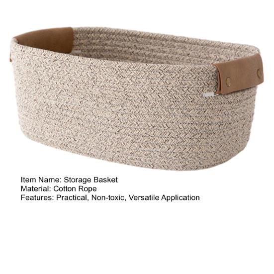 Хлопковая веревочная корзина Корзина для хранения с ручками Настольный органайзер Плетеная корзина для одежды Полотенца Игрушки Косметика Книга Использование в детской спальне