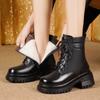 Ankle Boots Women Genuine Leather Winter Boots Women Large Size High Heel Platform Women Snow Boots