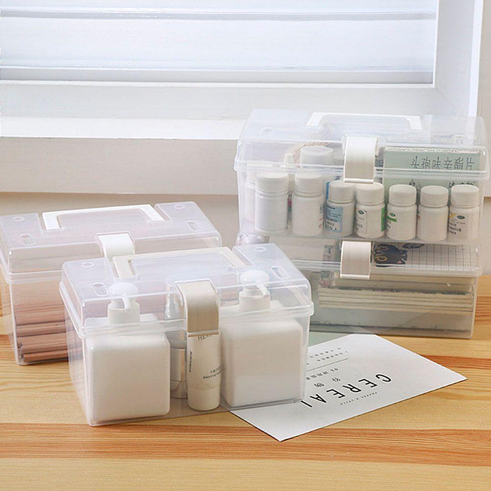Portable Household Waterproof Mask Storage Box With Handle Medicine Chest Sundries Holder