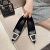 Новые остроносые сексуальные туфли с одинарным ремешком и стразами, квадратной пряжкой, на тонком каблуке, для ночного клуба, для ужина, черные, с открытым мыском, на высоком каблуке