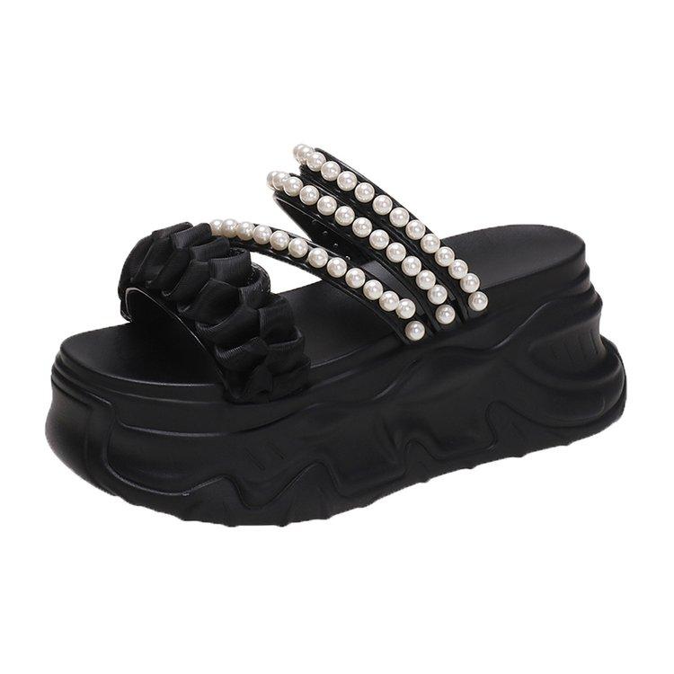 Модные сандалии Fairy Style Pearl Two Wear, модные универсальные тапочки из бисквита на толстой подошве для внешнего ношения, размер плюс 40