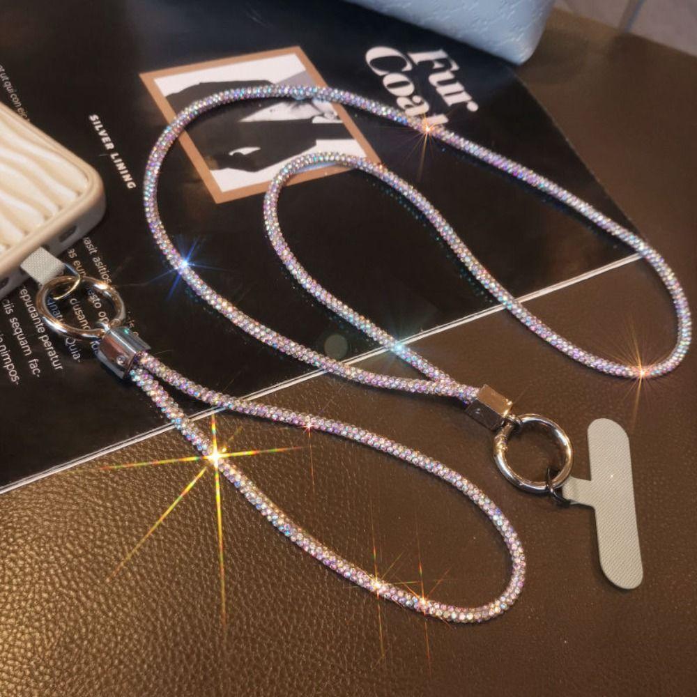 Яркий шнурок для телефона со стразами, цепочка, ремни для подвешивания на шею, аксессуары для телефона