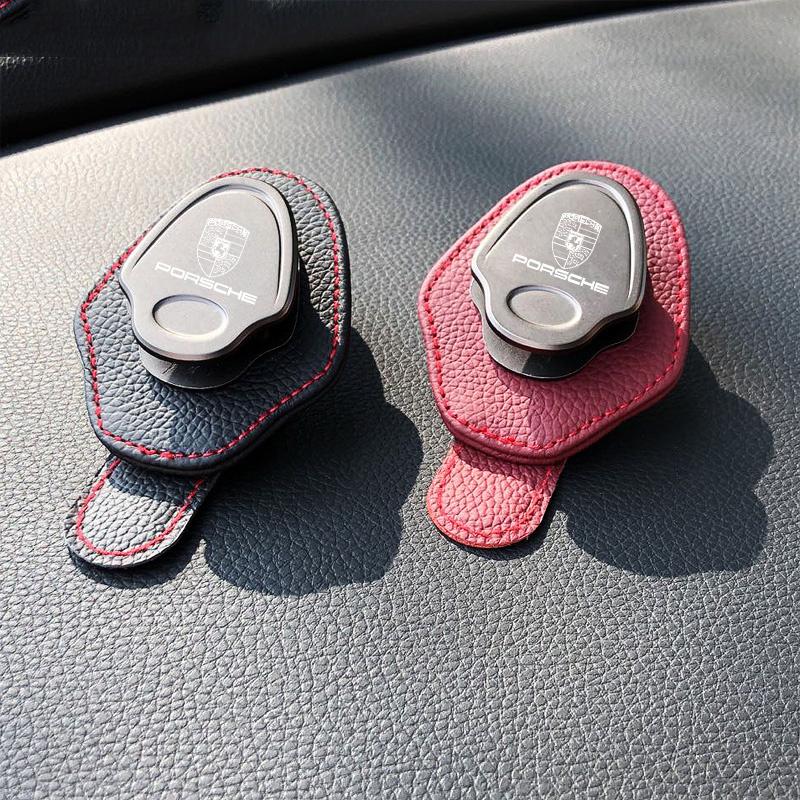 1 шт. Автомобильный солнцезащитный козырек Держатель для очков Зажим для карт для солнцезащитных очков Для Porsche Cayenne Panamera Macan 911 718 Taycan Boxster Cayman 918 Pajun