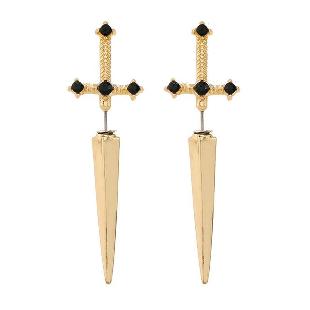 1 пара готических женских сережек с мечом, винтажные серьги с кинжалами и кристаллами