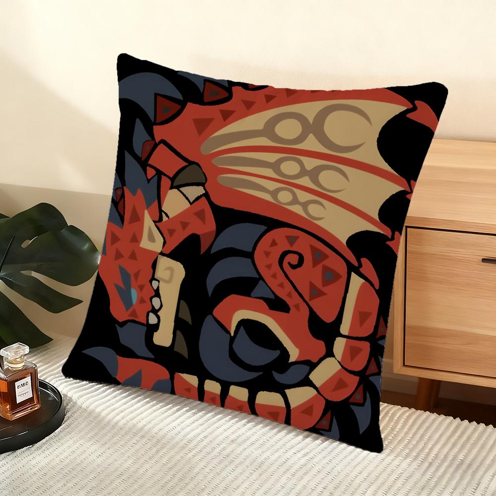 Game Mmonster Hunter Wilds Cushion Cover Soft Short Plush Pillow Cover Smooth Cozy Texture Aesthetic Cushion Case Home Decor