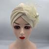 Feather Flower Ruffle Turban Caps for Women