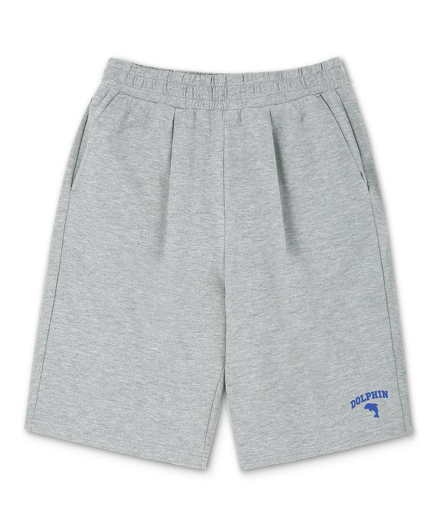 DOLPHIN WAVE APPAREL [2-Pack] Dolphin Arch Logo Silicone Print One-Pleat Sweat Shorts