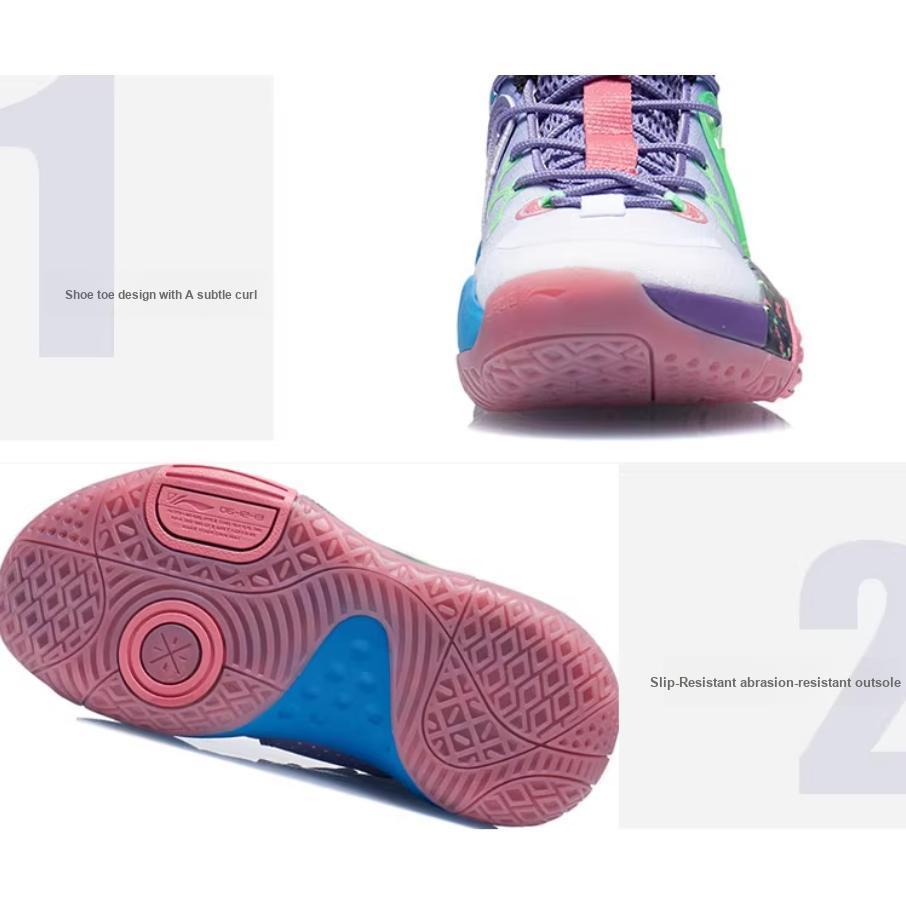 Баскетбольные кроссовки Li Ning All City 9 V1.5 для молодежи, детские баскетбольные кроссовки фиолетово-зеленого цвета YKBR044-5