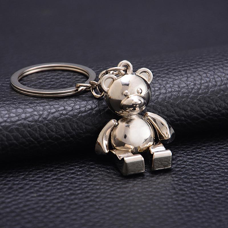 3D Металлический Животный Подвижный Медведь Брелок Женщины Автомобиль Сумочка Подвеска Аксессуары Подарок