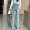 Retro Light-colored High-waisted Jeans Women's Straight and Thin High-street Wide-leg Pants